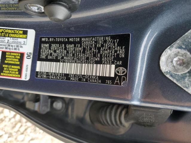 2017 Toyota Corolla L VIN: 2T1BURHE9HC853385 Lot: 55013234