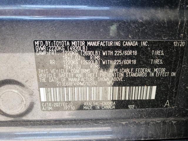 VIN 2T3E6RFV4MW010592 2021 Toyota RAV4, Xse no.13