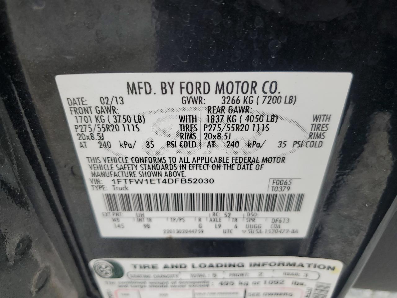 1FTFW1ET4DFB52030 2013 Ford F150 Supercrew