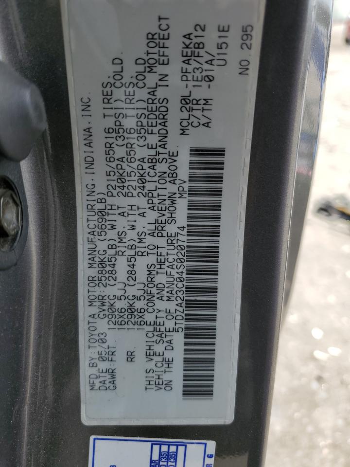 5TDZA23C04S020774 2004 Toyota Sienna Ce