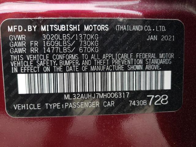 2021 Mitsubishi Mirage Es VIN: ML32AUHJ7MH006317 Lot: 56076914