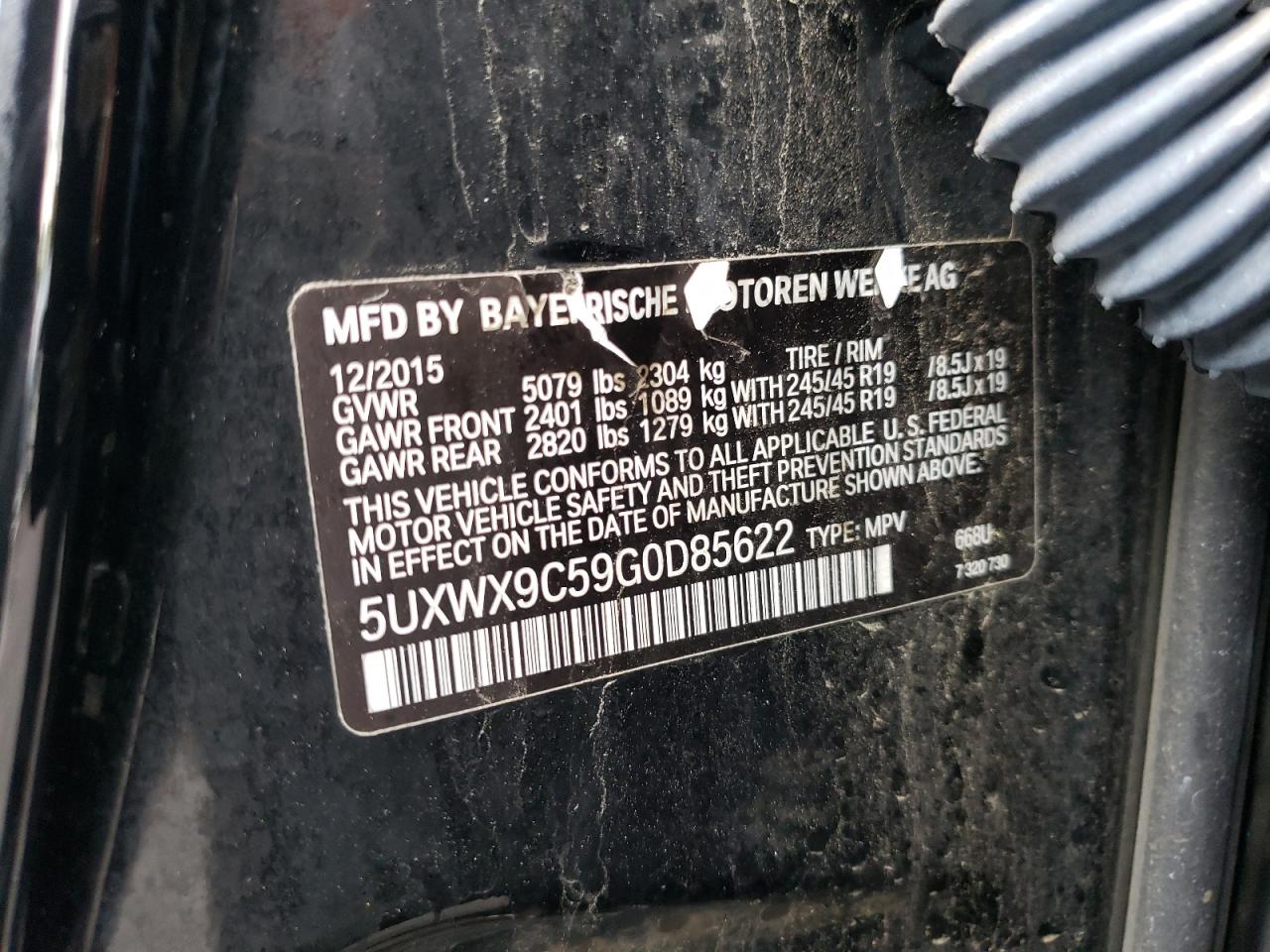 5UXWX9C59G0D85622 2016 BMW X3 xDrive28I