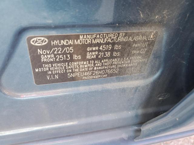 2006 Hyundai Sonata Gls VIN: 5NPEU46F26H076652 Lot: 54410294