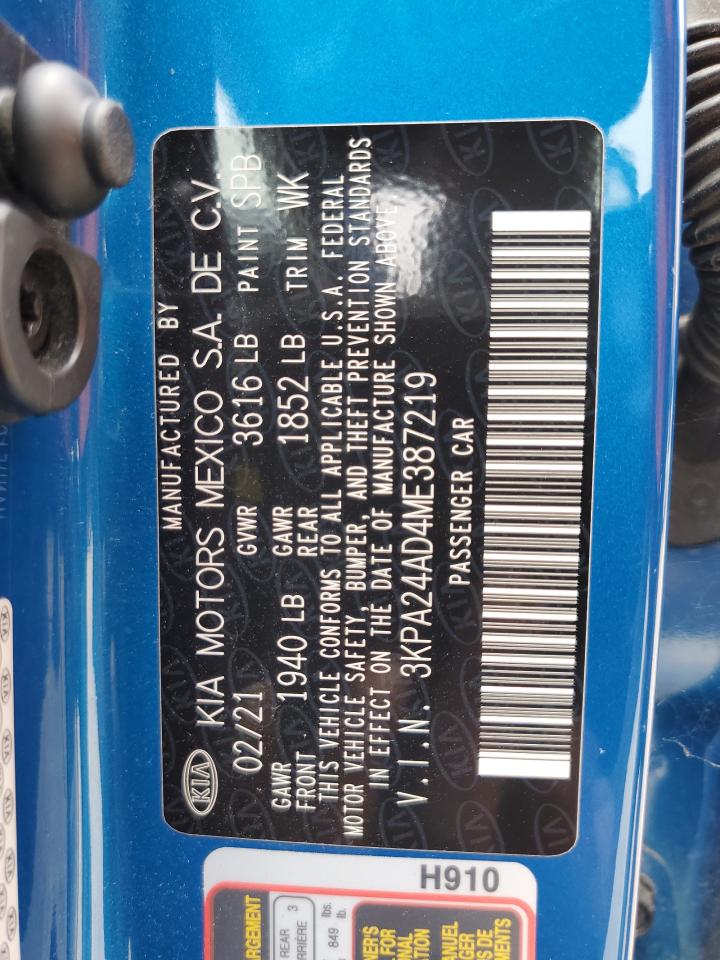 3KPA24AD4ME387219 2021 Kia Rio Lx