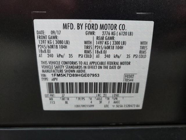 2017 Ford Explorer Xlt VIN: 1FM5K7D89HGE07953 Lot: 53894864