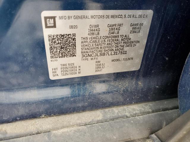 2020 Chevrolet Trax 1Lt VIN: 3GNCJLSB7LL317511 Lot: 56722594