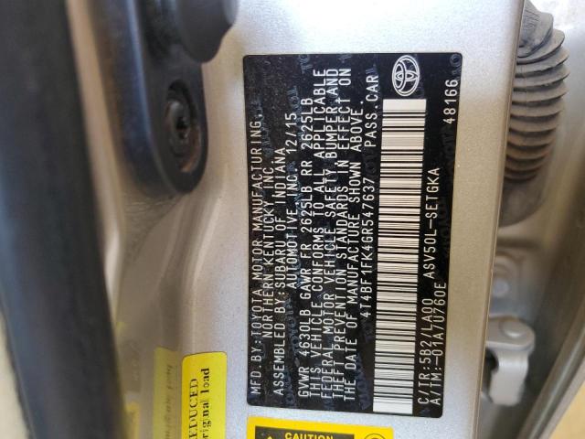 VIN 4T4BF1FK4GR547637 2016 Toyota Camry, LE no.13