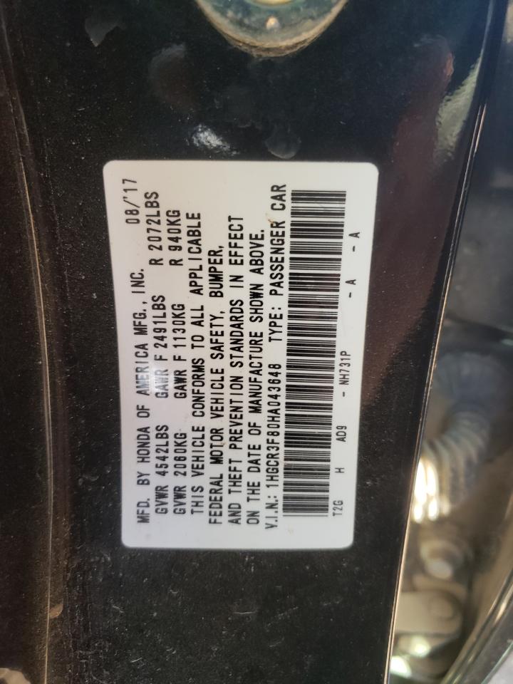 1HGCR3F80HA043648 2017 Honda Accord Exl