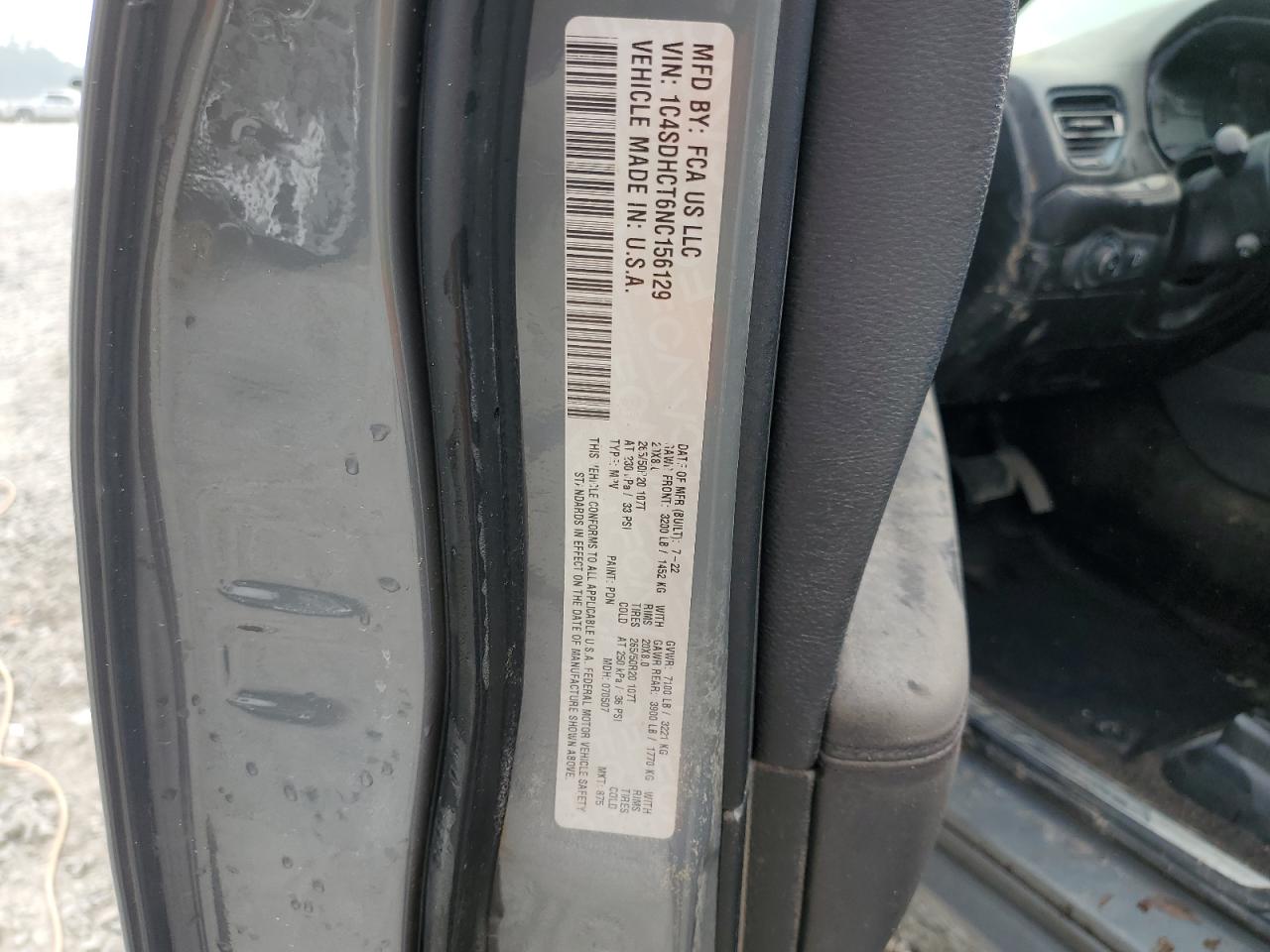 1C4SDHCT6NC156129 2022 Dodge Durango R/T