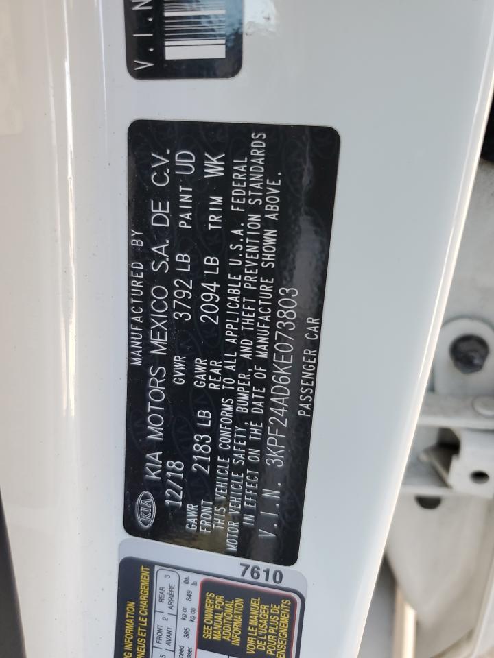 3KPF24AD6KE073803 2019 Kia Forte Fe