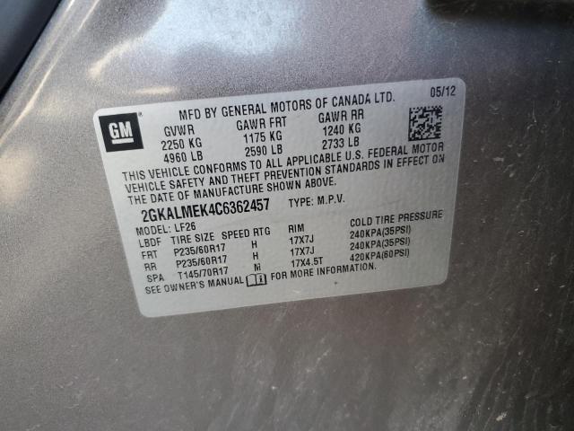 2012 GMC Terrain Sle VIN: 2GKALMEK4C6362457 Lot: 53111594