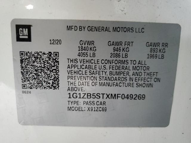 2021 Chevrolet Malibu Ls VIN: 1G1ZB5STXMF049269 Lot: 54954884