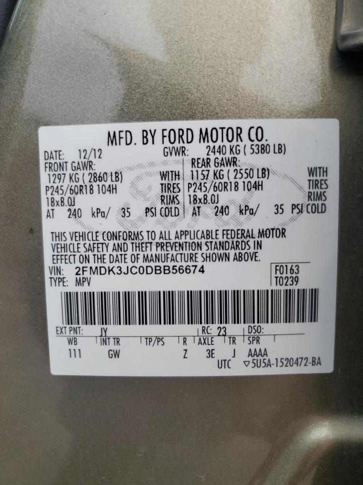 2FMDK3JC0DBB56674 2013 Ford Edge Sel