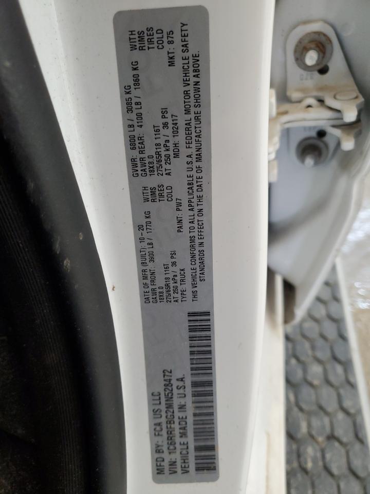 1C6RRFBG2MN528472 2021 Ram 1500 Big Horn/Lone Star