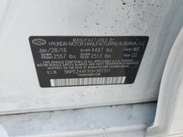 2016 Hyundai Sonata Se VIN: 5NPE24AFXGH387311 Lot: 56847264