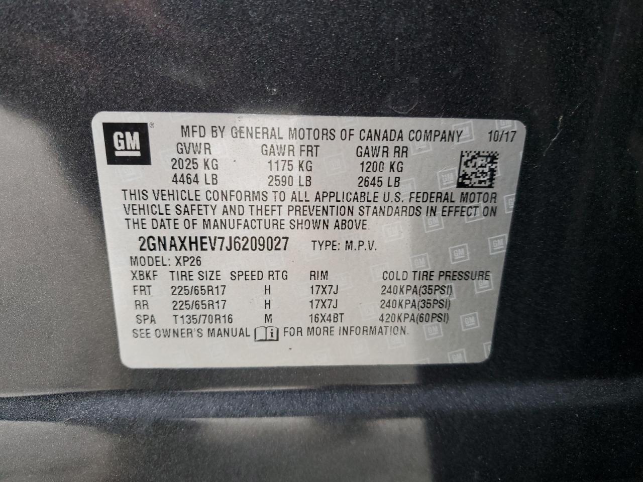 2GNAXHEV7J6209027 2018 Chevrolet Equinox Ls