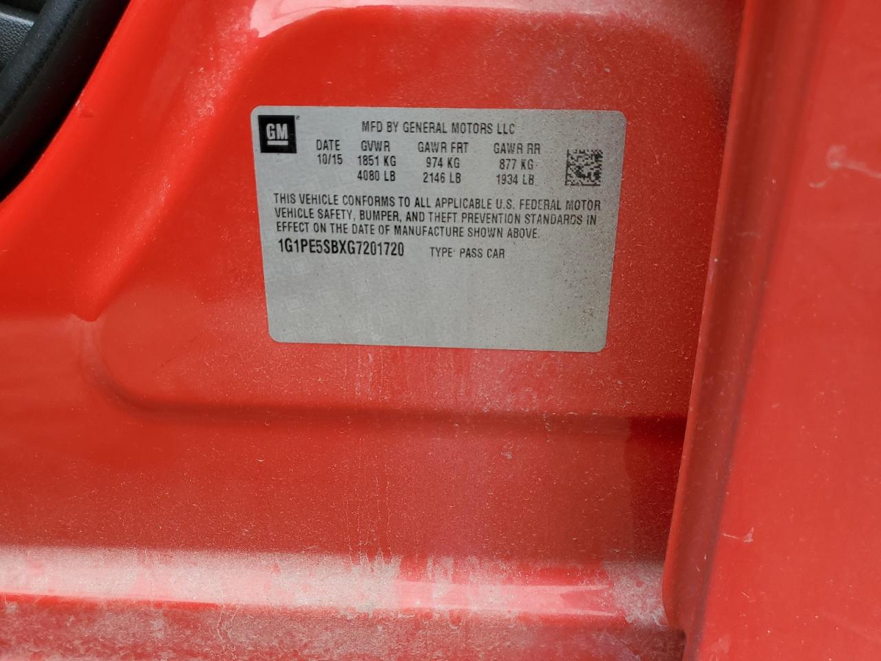 1G1PE5SBXG7201720 2016 Chevrolet Cruze Limited Lt