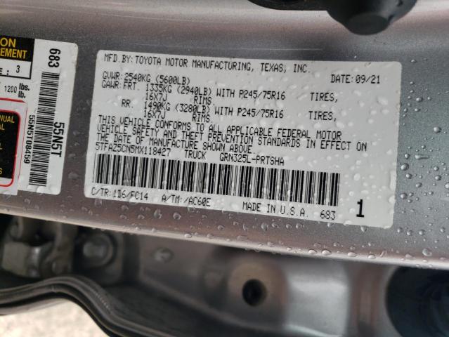 2021 Toyota Tacoma Double Cab VIN: 5TFAZ5CN5MX118427 Lot: 53244674