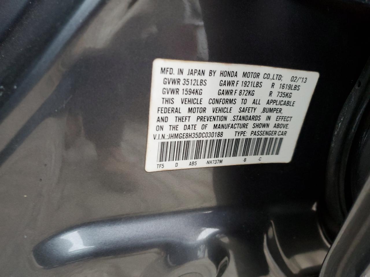 JHMGE8H35DC030188 2013 Honda Fit