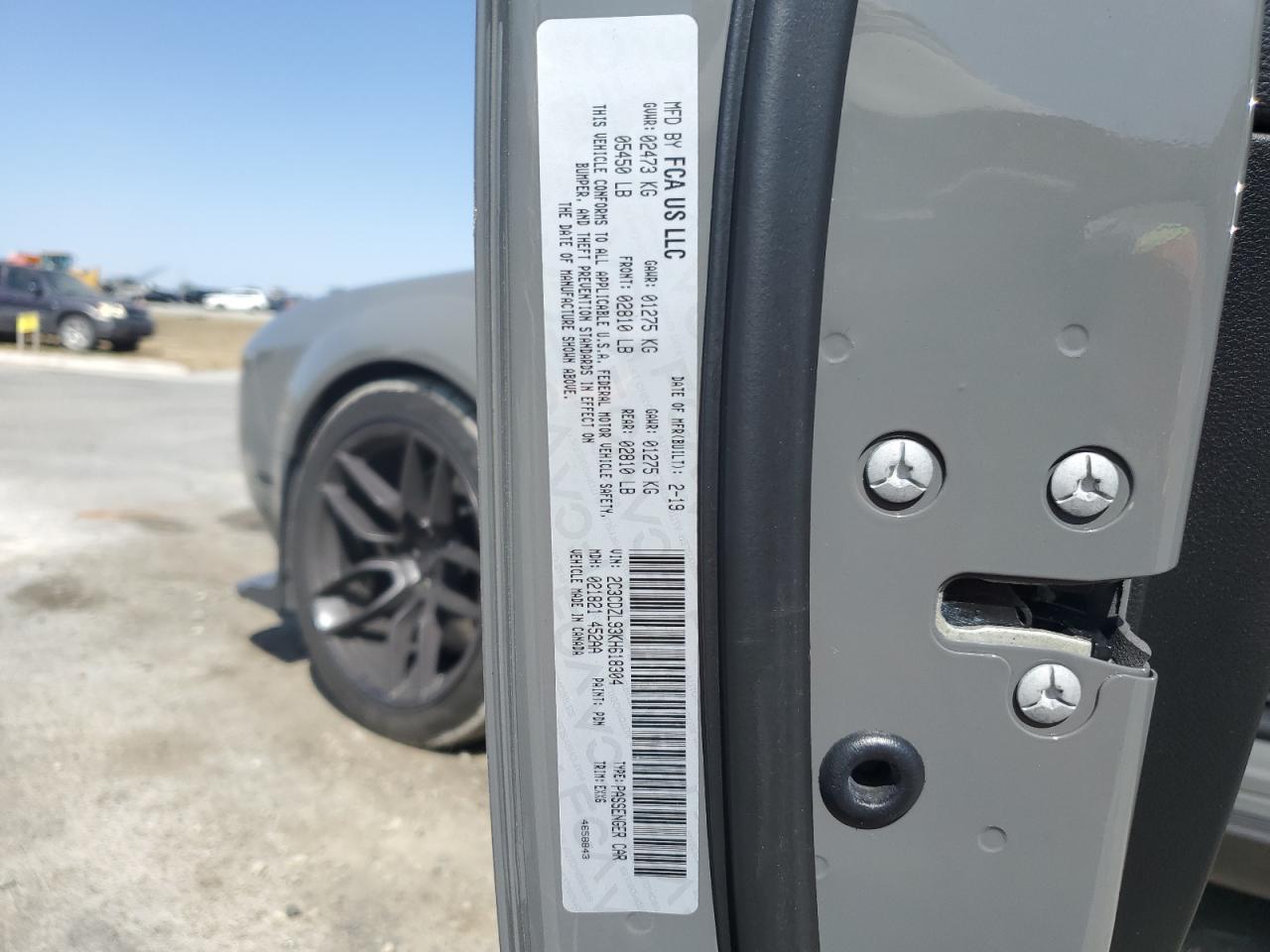 2C3CDZL93KH618304 2019 Dodge Challenger Srt Hellcat Redeye