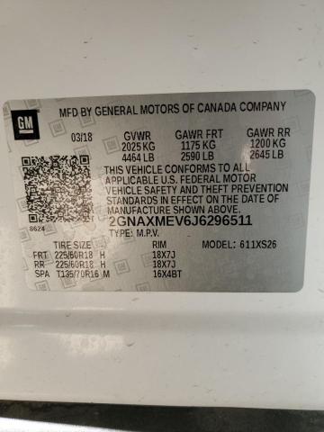 2018 Chevrolet Equinox Premier VIN: 2GNAXMEV6J6296511 Lot: 55397554