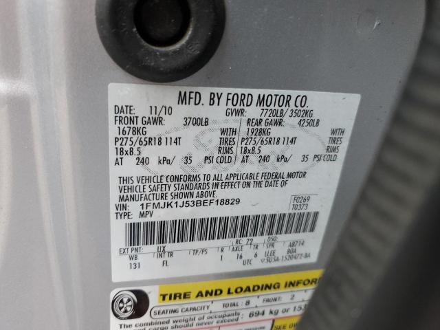 2011 Ford Expedition El Xlt VIN: 1FMJK1J53BEF18829 Lot: 52422744