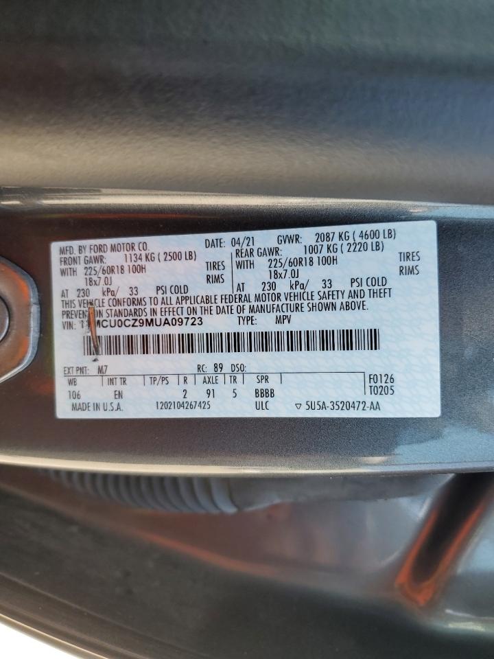 1FMCU0CZ9MUA09723 2021 Ford Escape Sel