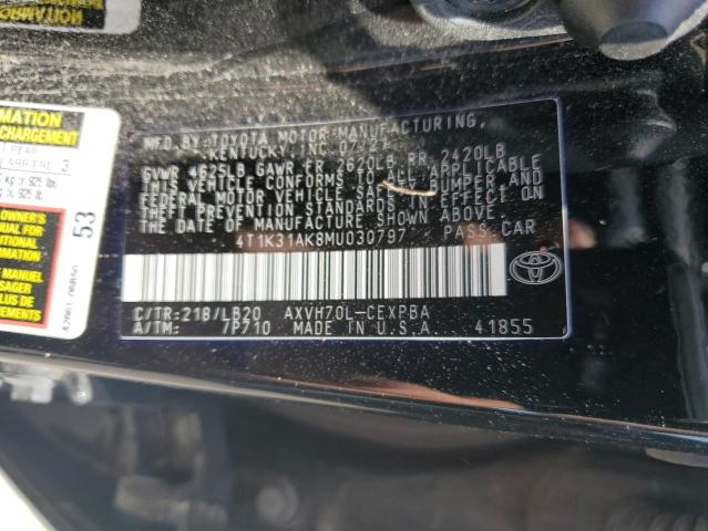 2021 TOYOTA CAMRY XSE - 4T1K31AK8MU030797