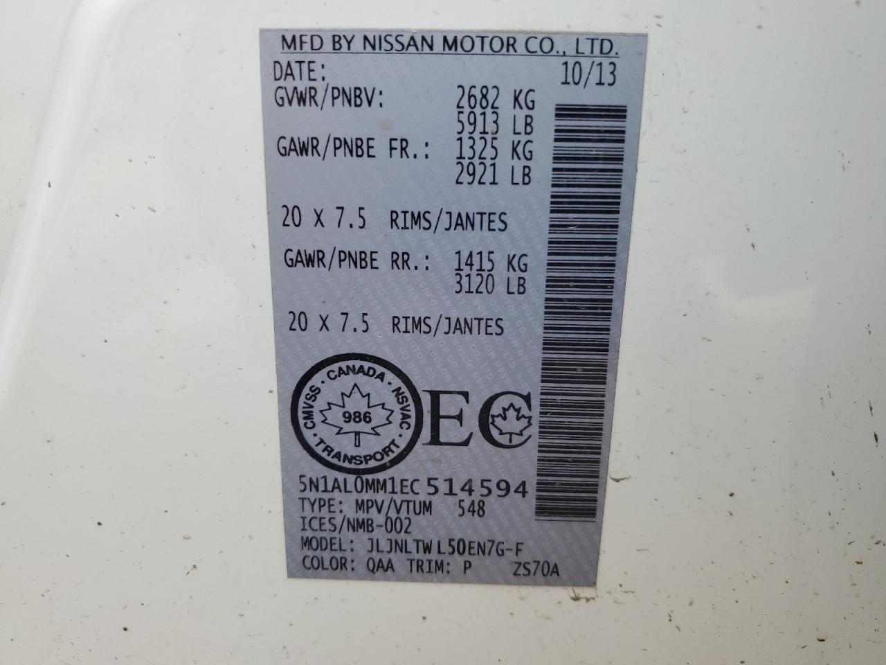 5N1AL0MM1EC514594 2014 Infiniti Qx60