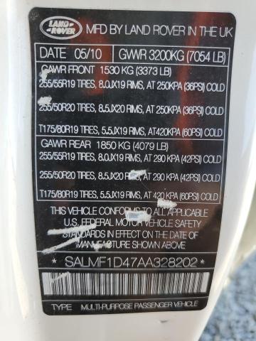 2010 Land Rover Range Rover Hse Luxury VIN: SALMF1D47AA328202 Lot: 54804614