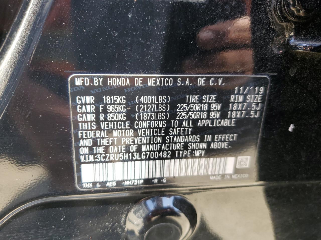 3CZRU5H13LG700482 2020 Honda Hr-V Sport