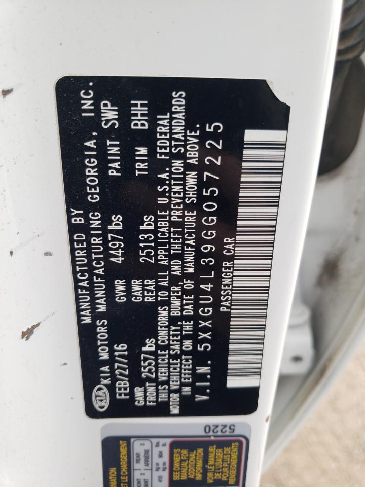 5XXGU4L39GG057225 2016 Kia Optima Ex