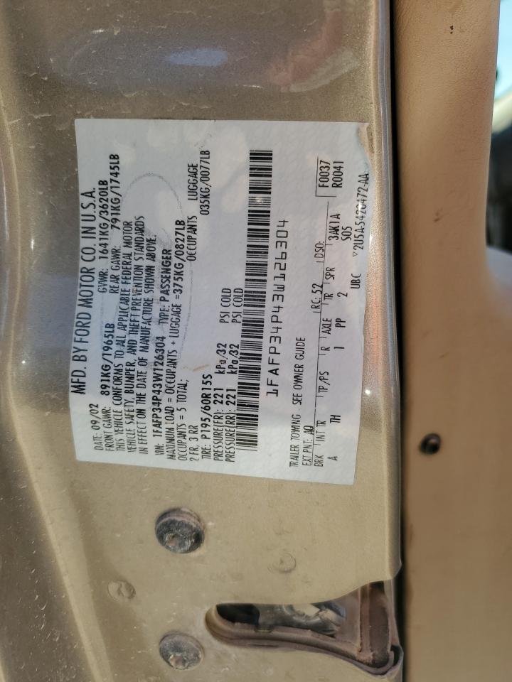 1FAFP34P43W126304 2003 Ford Focus Se