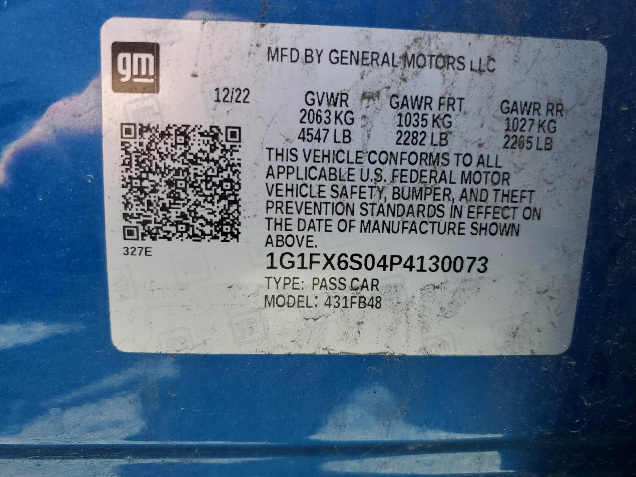 1G1FX6S04P4130073 2023 Chevrolet Bolt Ev 2Lt