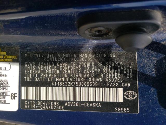 2005 Toyota Camry Le VIN: 4T1BE32K75U089538 Lot: 56074944