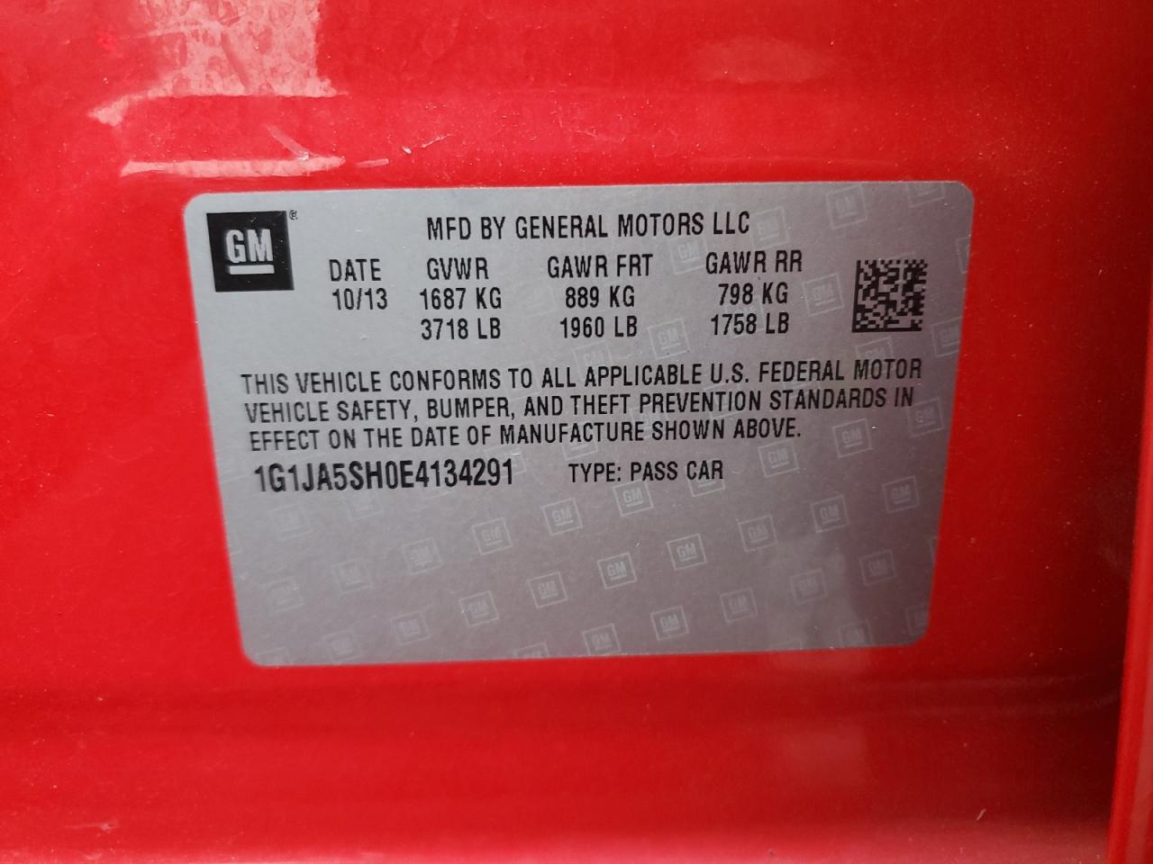 1G1JA5SH0E4134291 2014 Chevrolet Sonic Ls