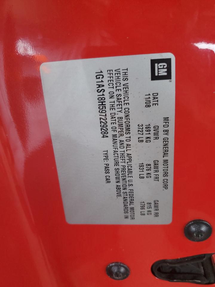 1G1AS18H597229284 2009 Chevrolet Cobalt Ls