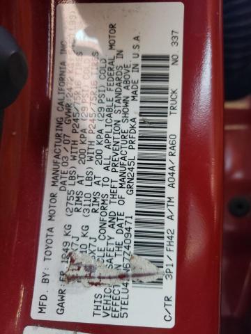 2007 Toyota Tacoma Double Cab VIN: 5TELU42N67Z409471 Lot: 55358754