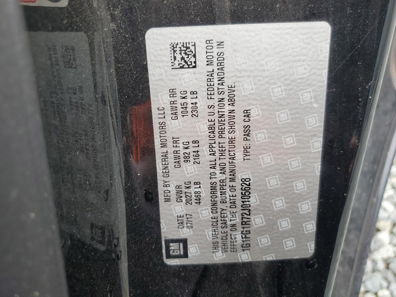 1G1FG1R72J0105628 2018 Chevrolet Camaro Ss