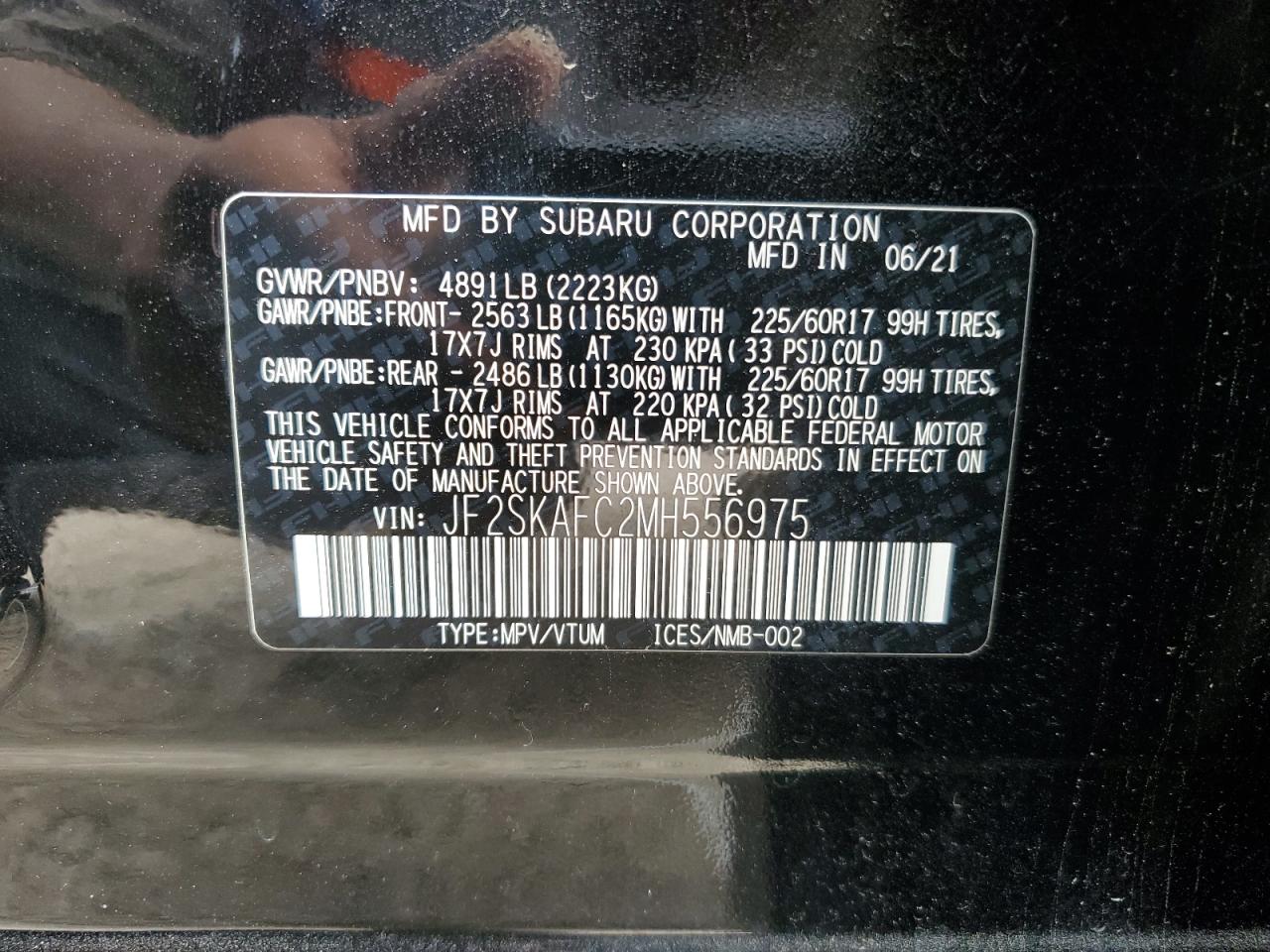 JF2SKAFC2MH556975 2021 Subaru Forester Premium