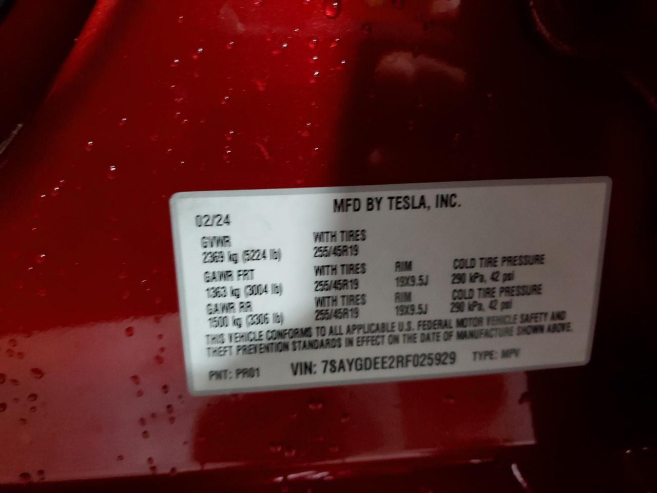 7SAYGDEE2RF025929 2024 Tesla Model Y