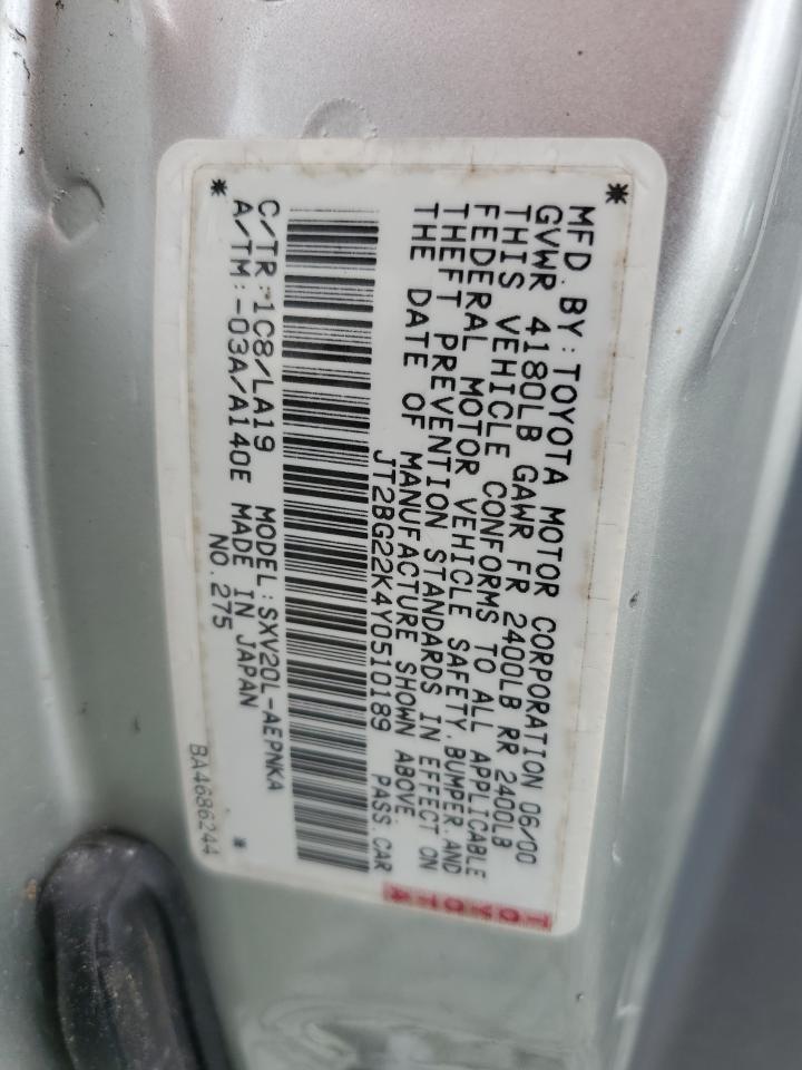 JT2BG22K4Y0510189 2000 Toyota Camry Ce