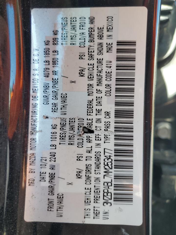 3MZBPABL7MM253477 2021 Mazda 3 Select