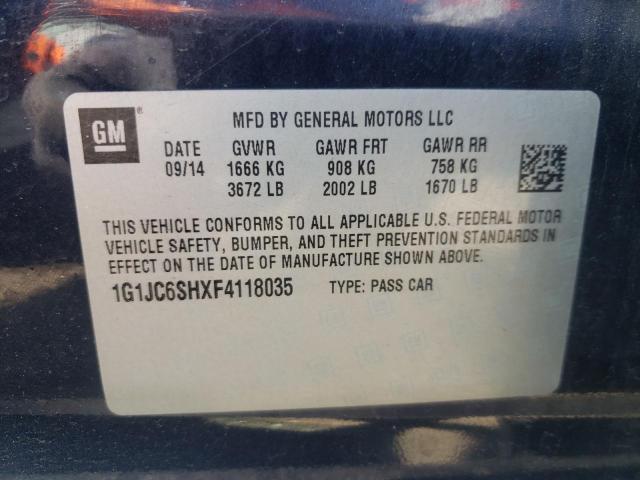 2015 Chevrolet Sonic Lt VIN: 1G1JC6SHXF4118035 Lot: 54251724