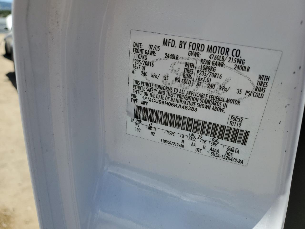 1FMCU96H06KA48383 2006 Ford Escape Hev