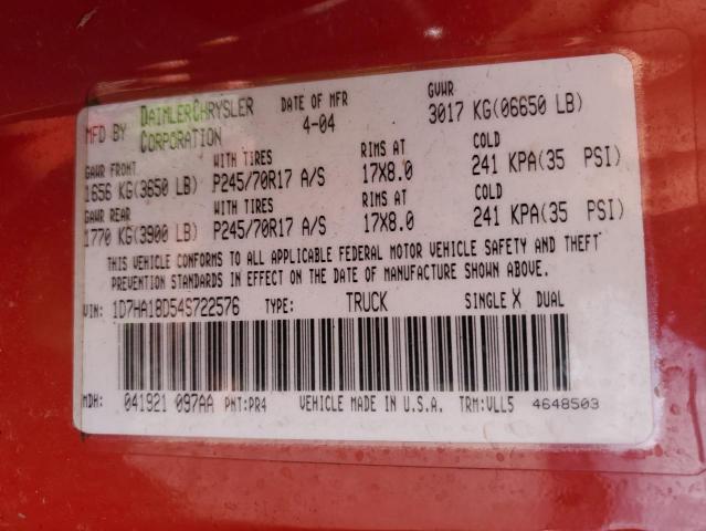 2004 Dodge Ram 1500 St VIN: 1D7HA18D54S722576 Lot: 55617894