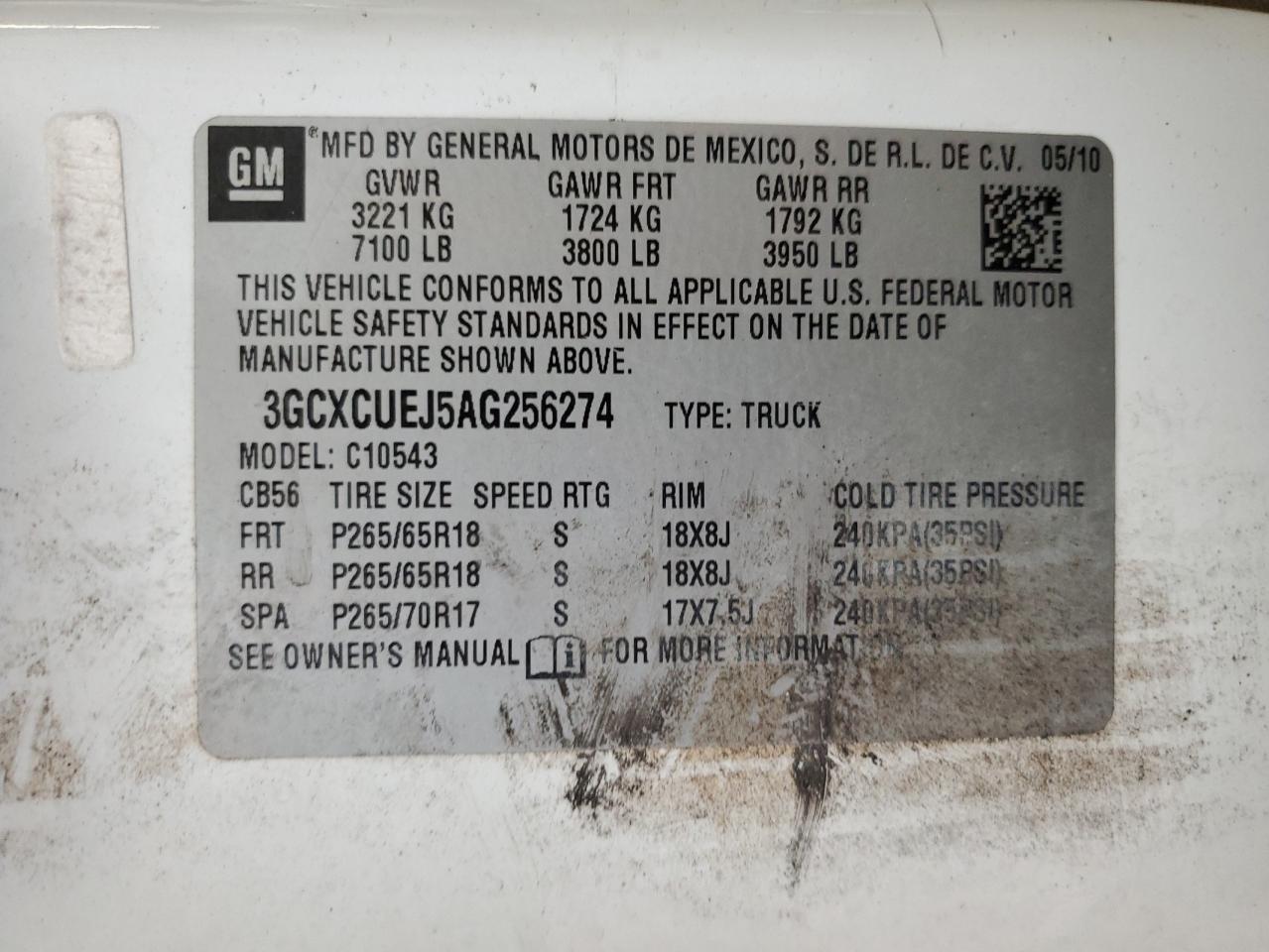 3GCXCUEJ5AG256274 2010 Chevrolet Silverado C1500 Hybrid