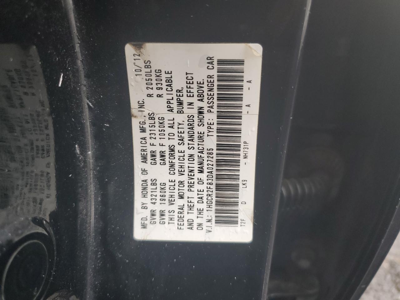 1HGCR2F83DA027285 2013 Honda Accord Exl