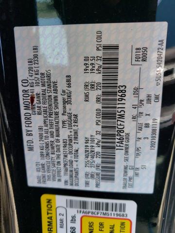 2021 Ford Mustang Gt VIN: 1FA6P8CF7M5119683 Lot: 57034404