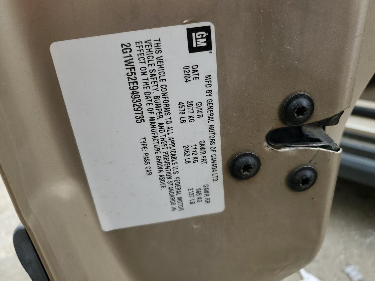 2G1WF52E949329735 2004 Chevrolet Impala